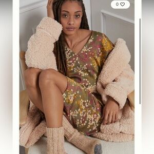 ANTHROPOLOGIE patchwork boho Floral Midi Dress Nightgown Chemise Teddy Flowers S